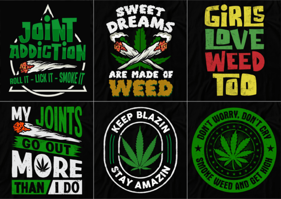 420 Cannabis T-shirt Design Bundle (V-5): Your Go-To for Bold Weed Graphics