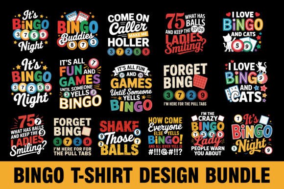 Bingo T-Shirt Design Bundle: Editable Graphics for Creators