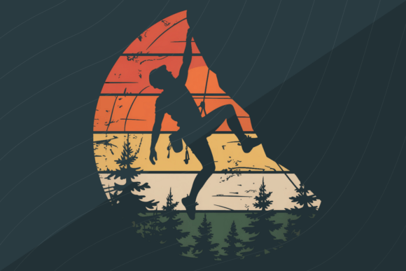 Embrace Vertical Freedom with a Retro Sunset Climber PNG