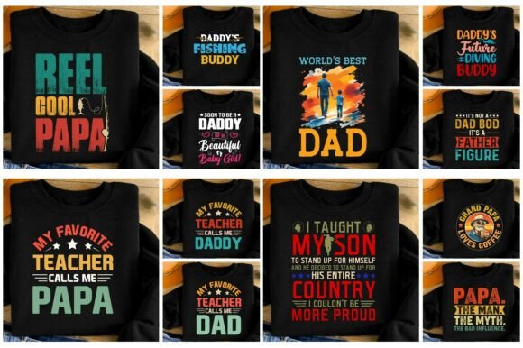Father's Day Png T-Shirt Design Bundle: Creative Assets