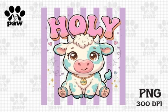 Holy Cow PNG Design: A Cute Kawaii Asset for Creative Projects