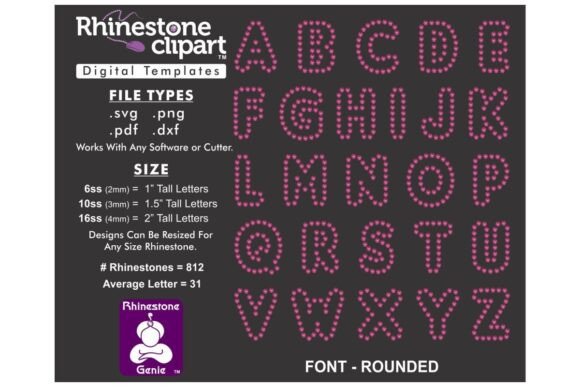 Rhinestone Design FONT - ROUNDED 1.5
