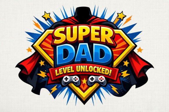 Super Dad Hero Badge PNG Design